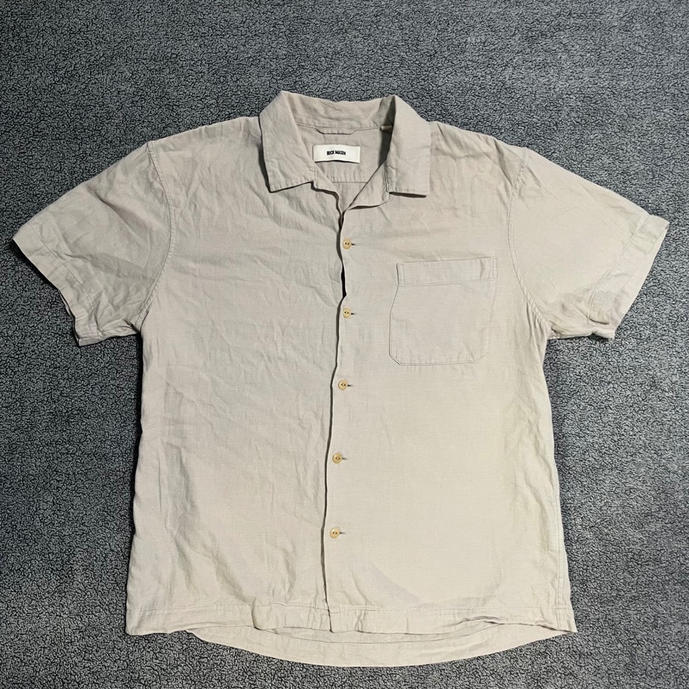 Buck Mason Men Medium Tan Cotton Textured Short Sleeve Camp Collar Shirt BM13056